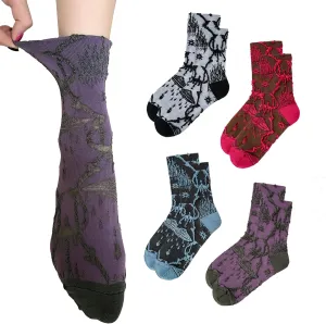 4 Pairs Women's Hollow Sheer Mesh Mid Calf Socks Transparent See-Through Fashion Socks