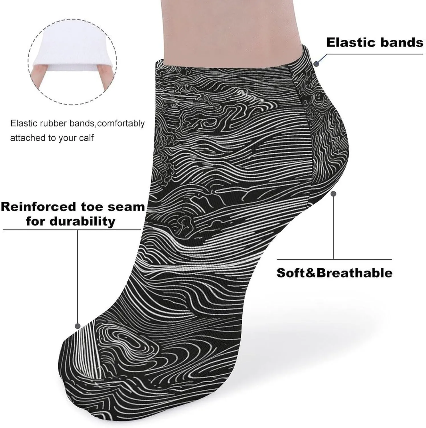 5 Pairs Ankle Socks for Women Men,Low Cut Running Athletic Socks,Funny Cute No Show Casual Sports Socks Size 8-12