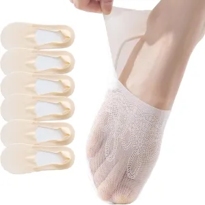 6 Pack Thin Lace No Show Socks For Women, Invisible Low Cut Womens Liner Sock Size 5-8,9-11