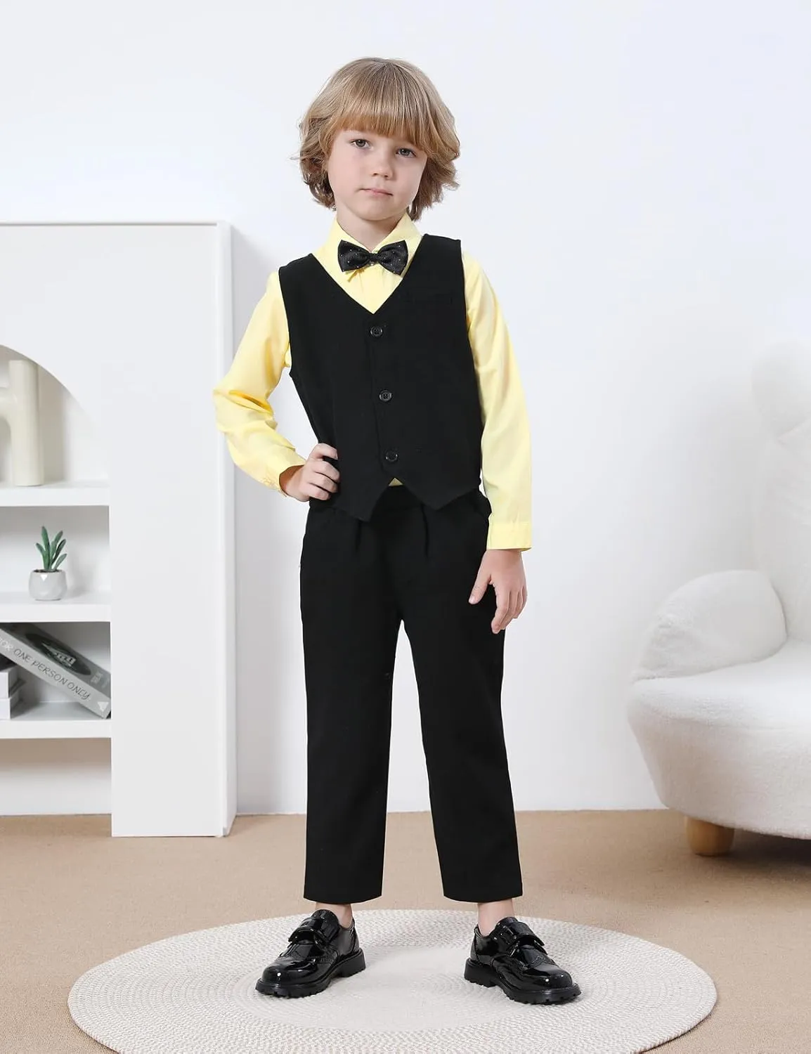 A&J DESIGN 4pcs Baby & Toddler Suit, 12 Months - 5T, Shirt & Pants & Vest & Bow Tie