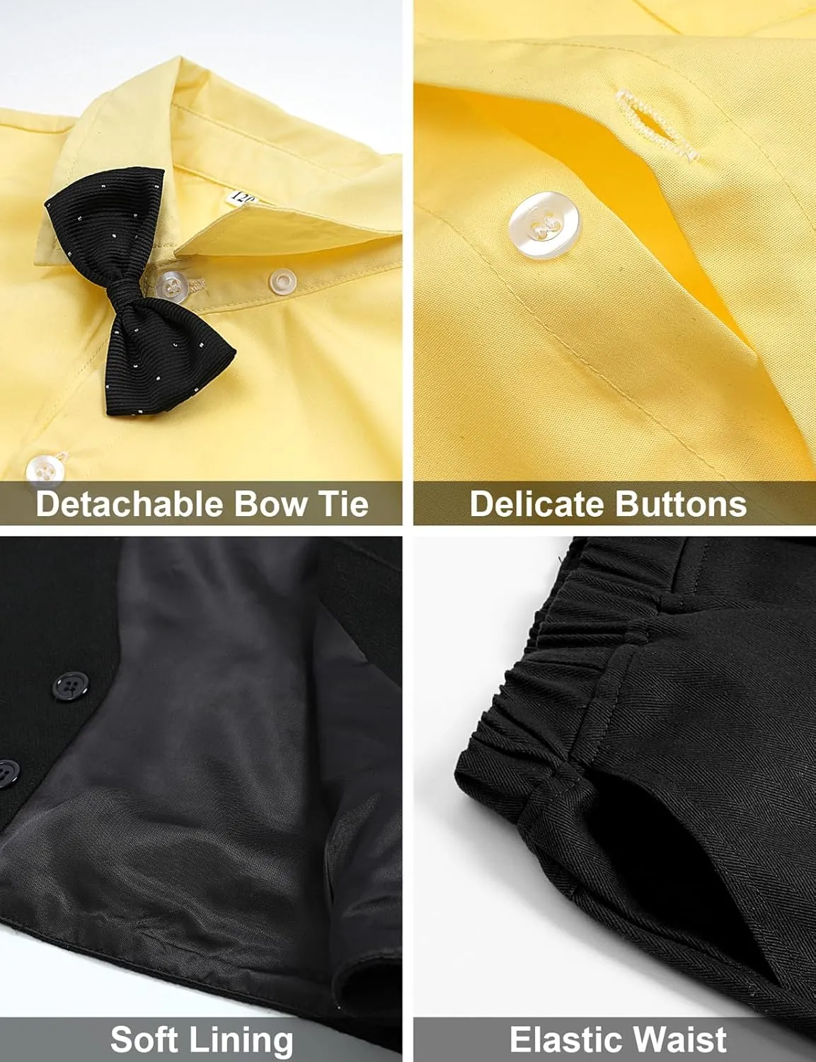 A&J DESIGN 4pcs Baby & Toddler Suit, 12 Months - 5T, Shirt & Pants & Vest & Bow Tie