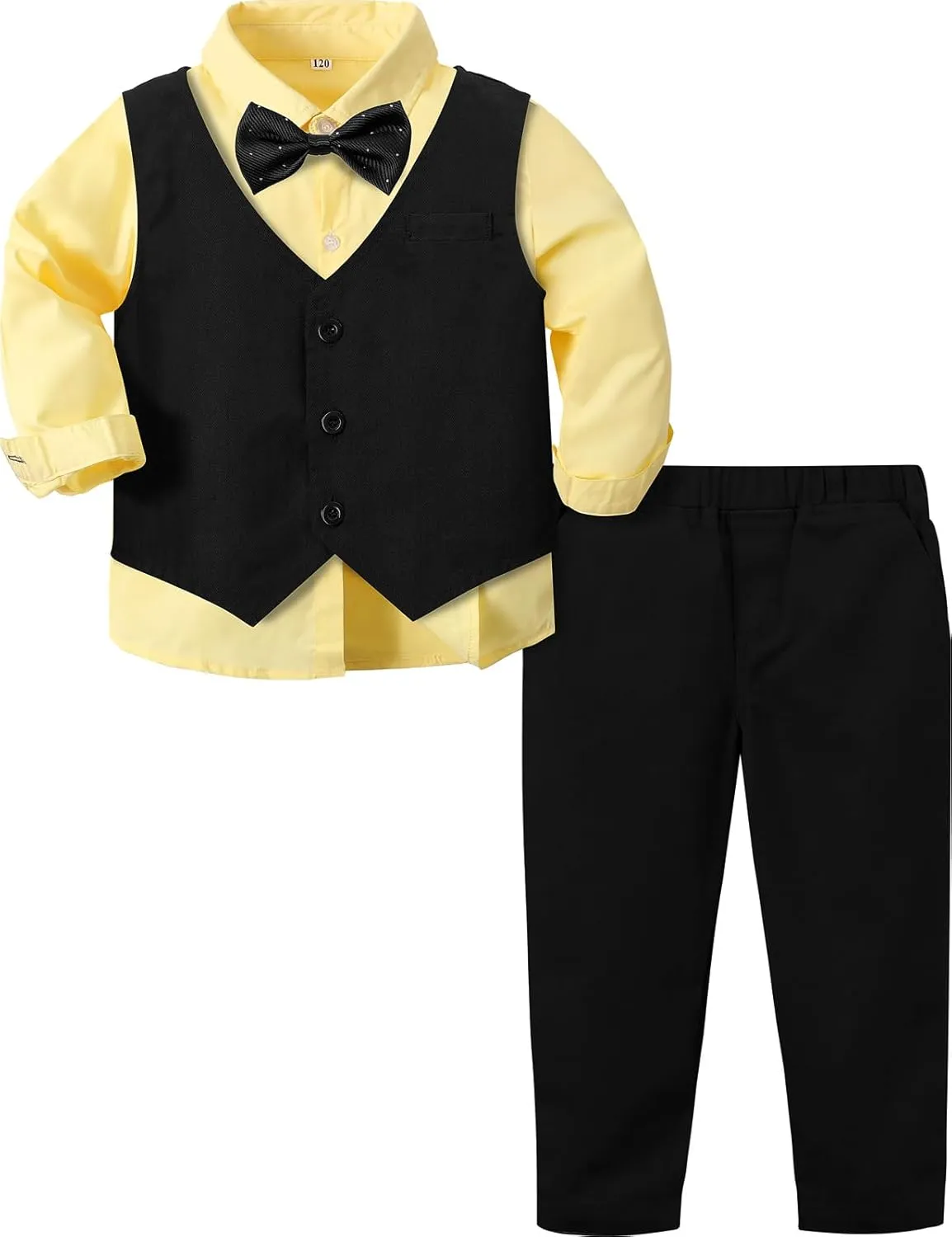 A&J DESIGN 4pcs Baby & Toddler Suit, 12 Months - 5T, Shirt & Pants & Vest & Bow Tie