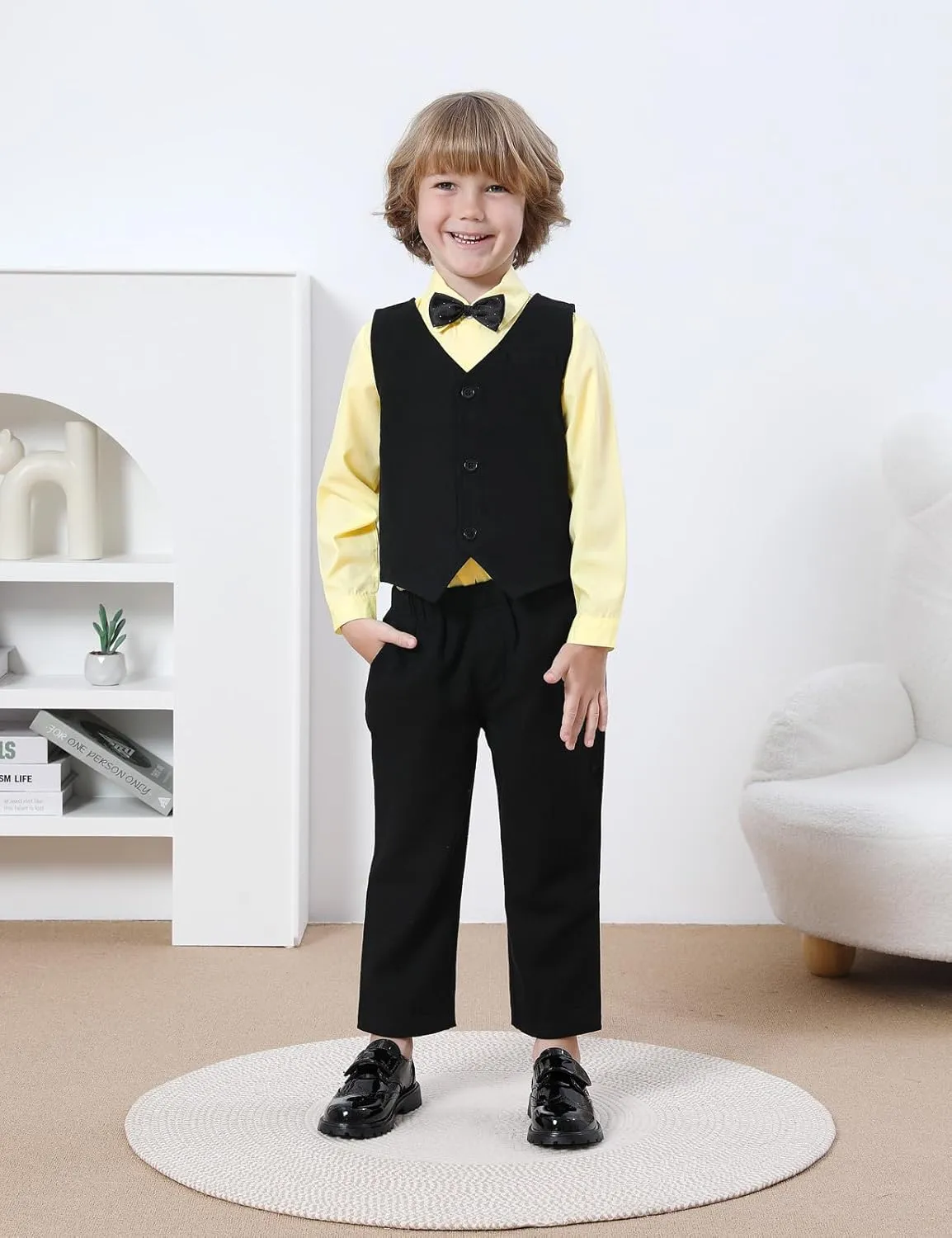 A&J DESIGN 4pcs Baby & Toddler Suit, 12 Months - 5T, Shirt & Pants & Vest & Bow Tie