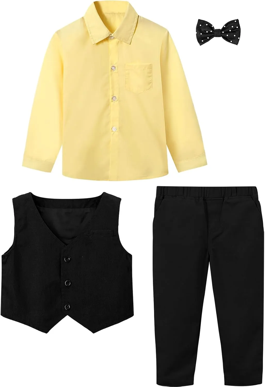 A&J DESIGN 4pcs Baby & Toddler Suit, 12 Months - 5T, Shirt & Pants & Vest & Bow Tie