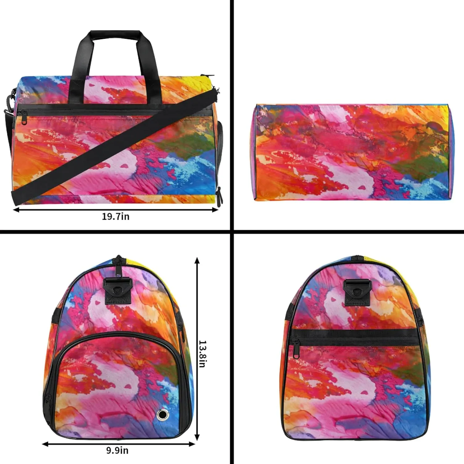 Abstract Acrylic Gym Bags for Men Women, 43L Medium Sports Hand Painted Travel Duffel Bag for Men with Shoe Compartment,Carry on Bags for Airplanes Women