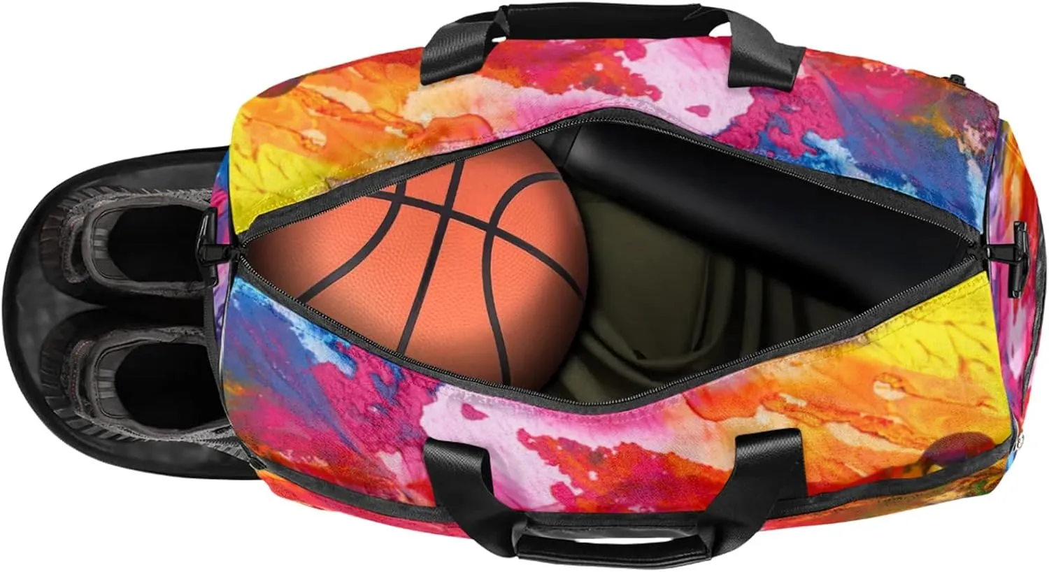 Abstract Acrylic Gym Bags for Men Women, 43L Medium Sports Hand Painted Travel Duffel Bag for Men with Shoe Compartment,Carry on Bags for Airplanes Women