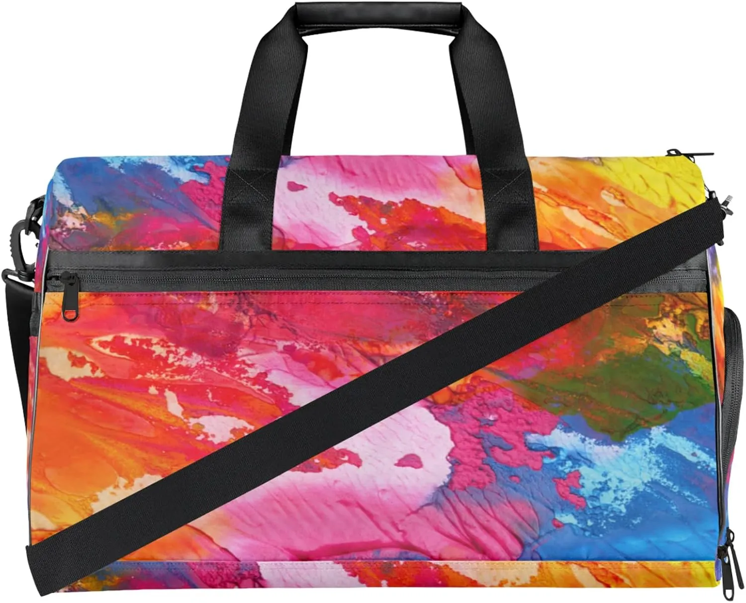 Abstract Acrylic Gym Bags for Men Women, 43L Medium Sports Hand Painted Travel Duffel Bag for Men with Shoe Compartment,Carry on Bags for Airplanes Women
