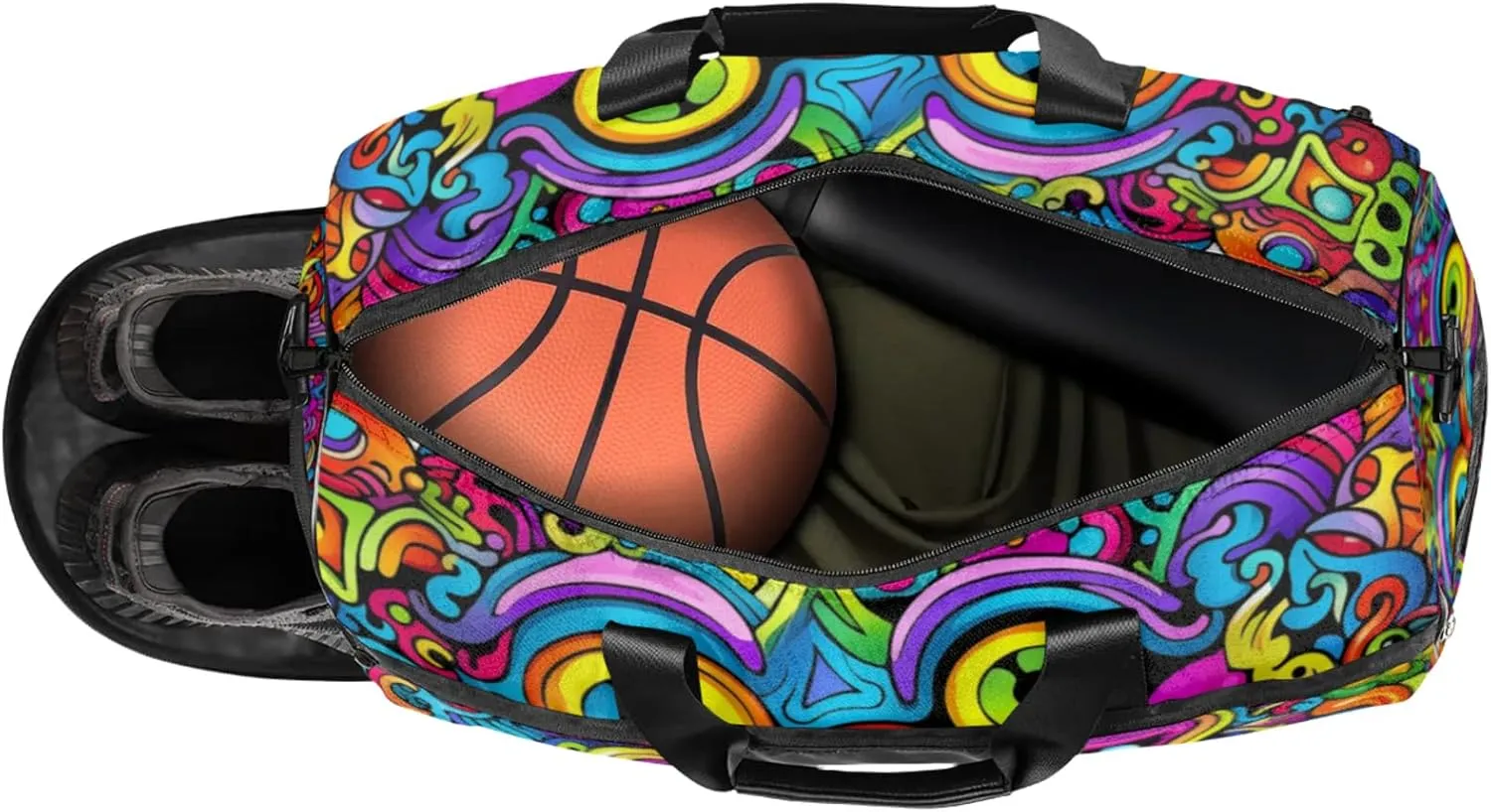 Abstract Art Gym Duffle Bag for Women,Waterproof Sports Colourful Patterns Duffle Bags Travel Weekender Bags for Men Women Overnight Bag with Shoes Compartment