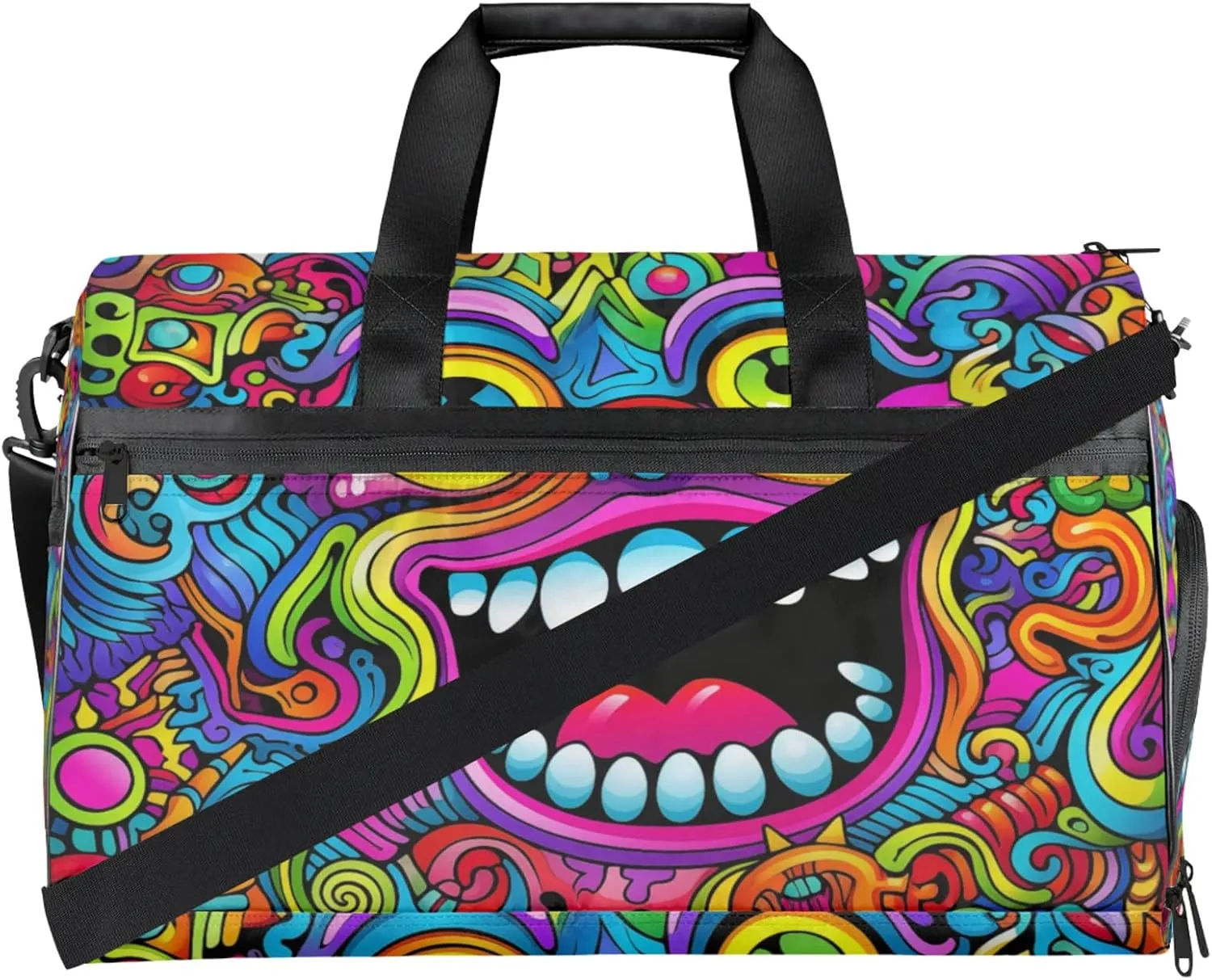 Abstract Art Gym Duffle Bag for Women,Waterproof Sports Colourful Patterns Duffle Bags Travel Weekender Bags for Men Women Overnight Bag with Shoes Compartment