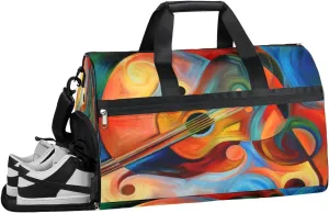 Abstract Psychedelic Music Resistant Sports Gym Bag for Women Men Travel Duffel bag with Wet Pocket & Shoes Compartment Waterproof Weekender Bag 19.7"x9.9"x13"