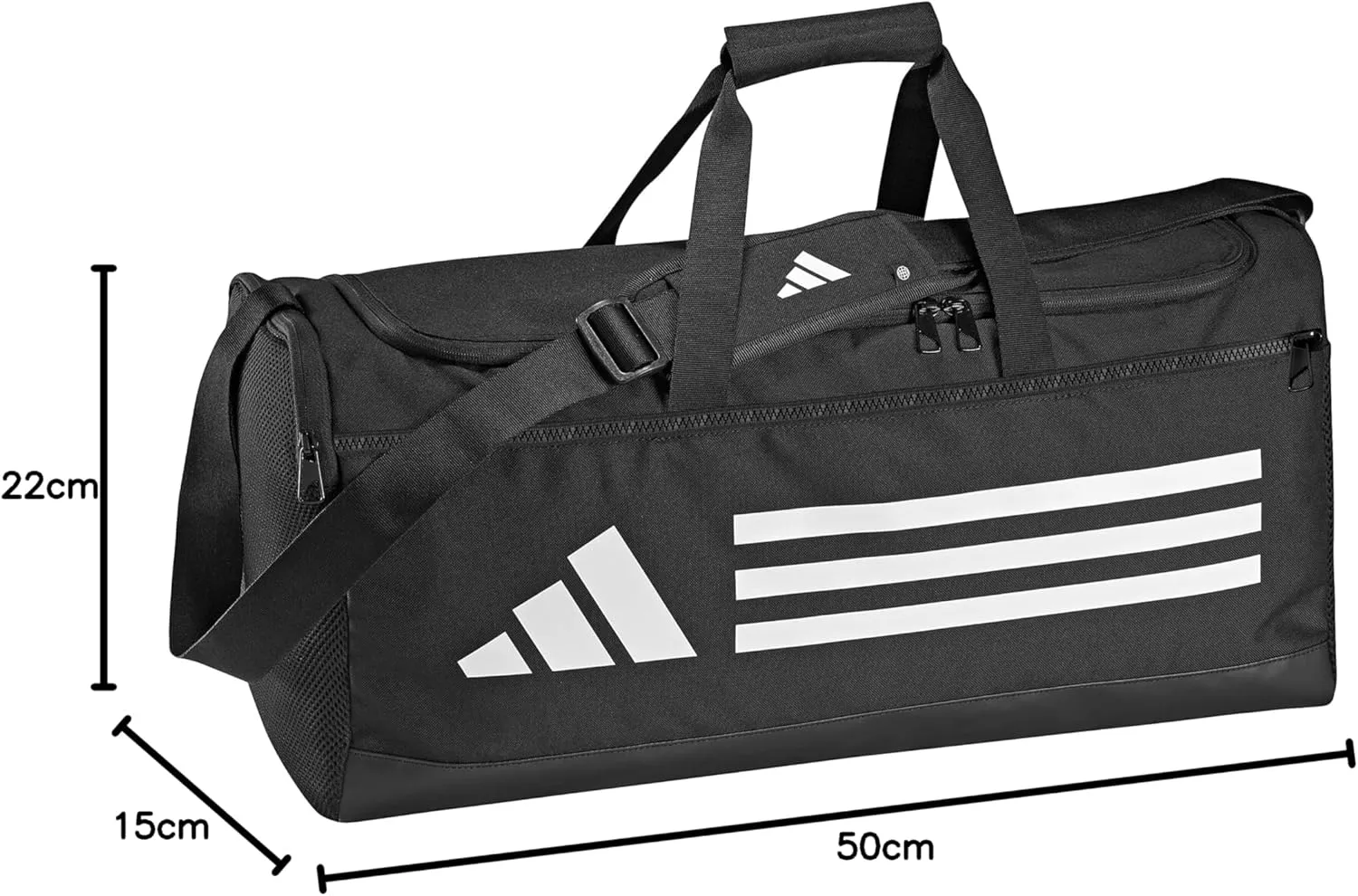 adidas Duffel Training Bag Medium Black 55 Liters, black / black, UN, Duffel Bag