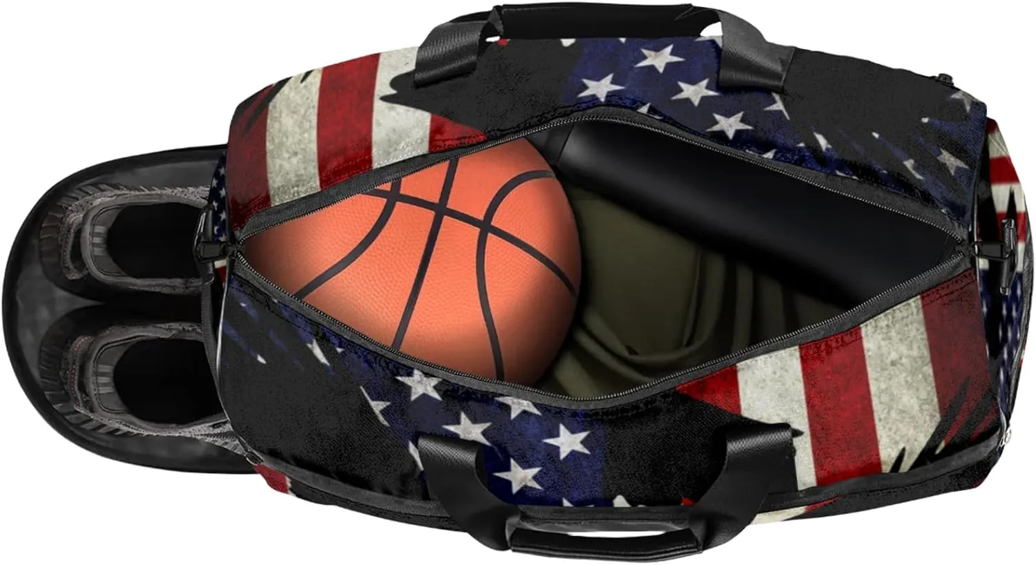 American Flag Gym Bags for Men Women, 43L Medium Sports Eagle Travel Duffel Bag for Men with Shoe Compartment,Carry on Bags for Airplanes Women