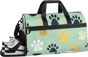 Animal Dog Paw Point Resistant Sports Gym Bag for Women Men Travel Duffel bag with Wet Pocket & Shoes Compartment Waterproof Weekender Bag 19.7"x9.9"x13"