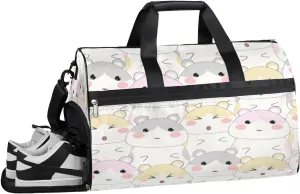 Animal Hamster Theme Resistant Sports Gym Bag for Women Men Travel Duffel bag with Wet Pocket & Shoes Compartment Waterproof Weekender Bag 19.7"x9.9"x13"