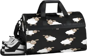 Animal Sheep Lamb Sports Gym Bag with Wet Pocket & Shoes Compartment Waterproof Workout Duffel Bag for Women and Men Weekender Overnight Duffle Bag Travel Carry-on Tote