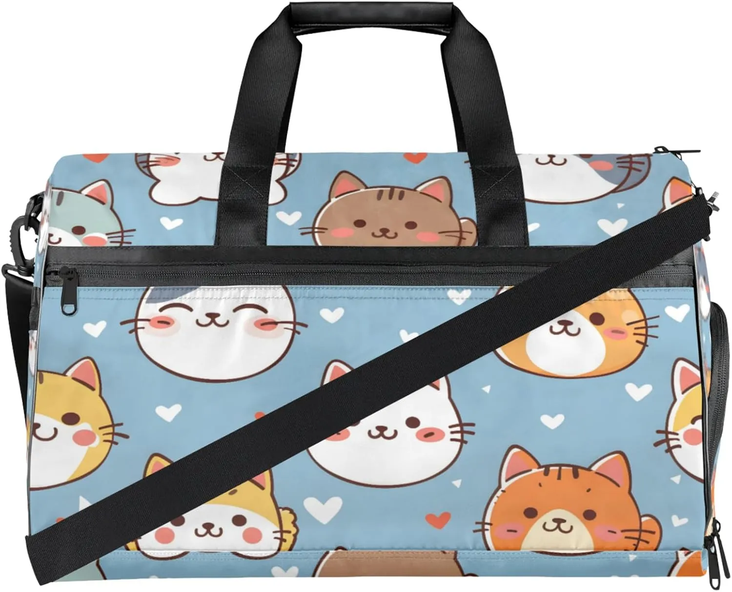 Animals 43L Gym Duffle Bag for men with Shoe Compartment, Cats Overnight Weekender Bag for Women with Shoulder Strap, Ideal for Travel, Gym, Sports