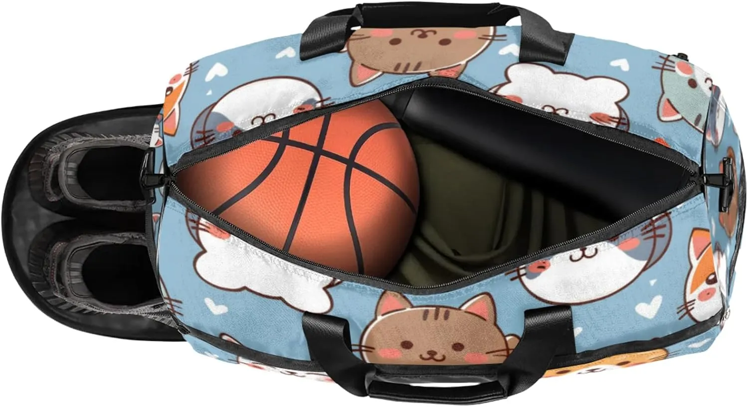 Animals 43L Gym Duffle Bag for men with Shoe Compartment, Cats Overnight Weekender Bag for Women with Shoulder Strap, Ideal for Travel, Gym, Sports