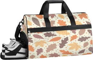 Autumn Leaves Point Resistant Sports Gym Bag for Women Men Travel Duffel bag with Wet Pocket & Shoes Compartment Waterproof Weekender Bag 19.7"x9.9"x13"