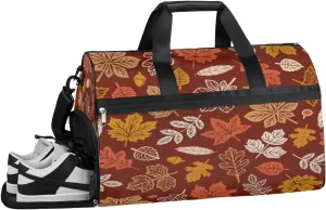 Autumn Leaves Print Resistant Sports Gym Bag for Women Men Travel Duffel bag with Wet Pocket & Shoes Compartment Waterproof Weekender Bag 19.7"x9.9"x13"