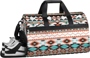 Aztec Design Sports Gym Bag with Wet Pocket & Shoes Compartment Waterproof Workout Duffel Bag for Women and Men Weekender Overnight Duffle Bag Travel Carry-on Tote