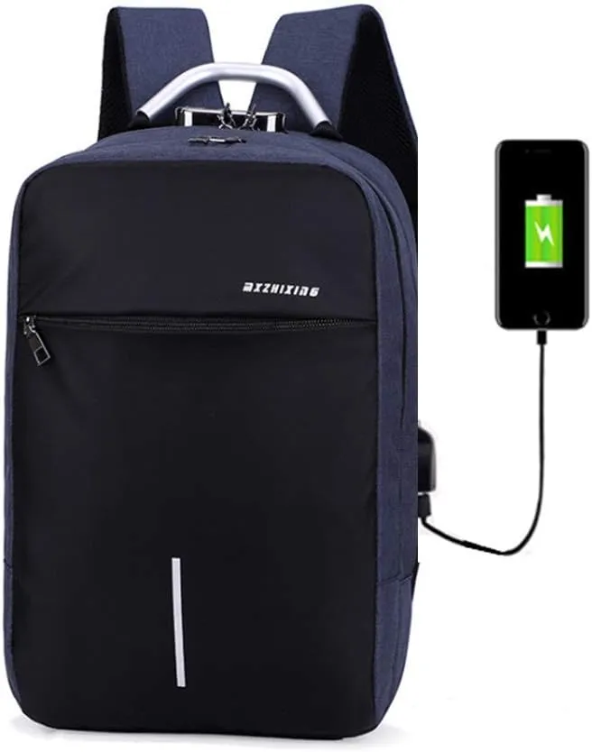Backpack Mens, 15.6 Laptop Backpacks Grand School Bags Oxford Backpack Multifunction Daypack Teenager Unisex for Business Hiking Travel Camping with USB Port Anti-Theft Device (Blue)