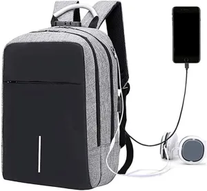 Backpack Mens, 15.6 Laptop Backpacks Grand School Bags Oxford Backpack Multifunction Daypack Teenager Unisex for Business Hiking Travel Camping with USB Port Anti-Theft Device (Grey)