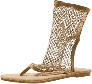 baobeijiadao Womens Clip Toe Flat Sandals Slingback Slip On Mesh Shiny Glitter Sandals Comfortable Summer Shoes Beach