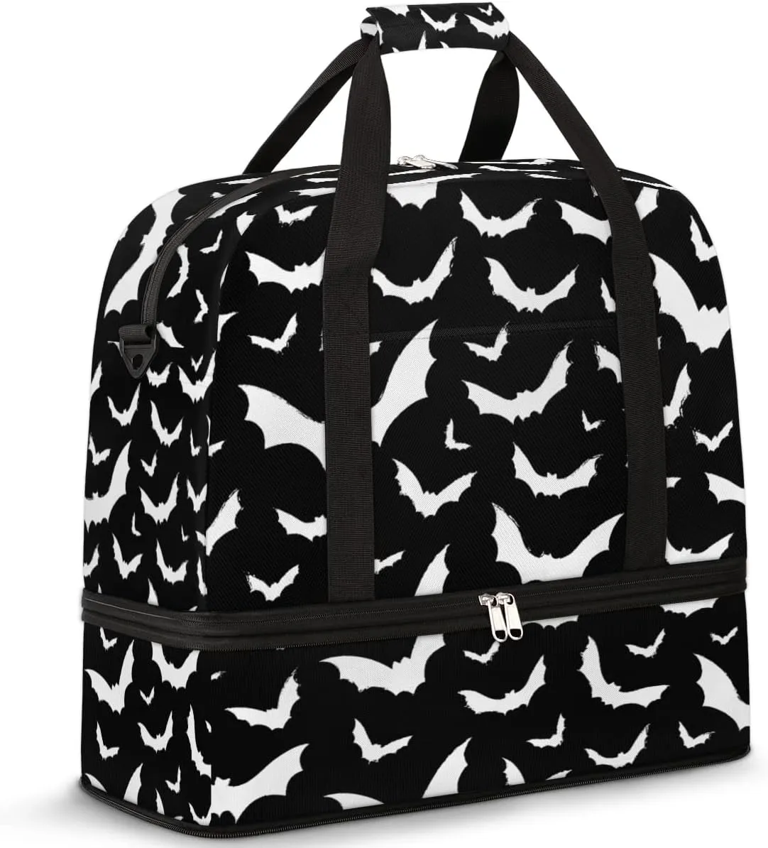 Bat Animal Sports Gym Bag, Bats Halloween Goth Travel Duffel Bag with Shoes Compartment Large Gym Tote Bag Weekend Overnight Bag for Women Men