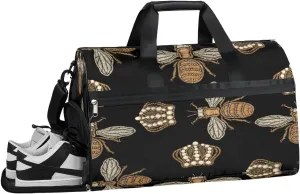 Bee Sports Gym Bag with Wet Pocket & Shoes Compartment Waterproof Workout Duffel Bag for Women and Men Weekender Overnight Duffle Bag Travel Carry-on Tote