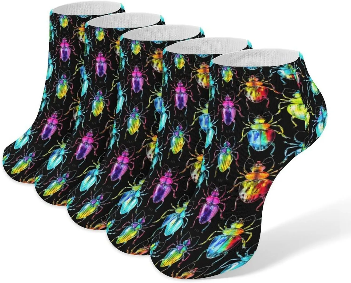 Beetles Glowing 5 Pairs Low Cut Ankle Socks for Men Women Athletic Running Socks No Show Breathable