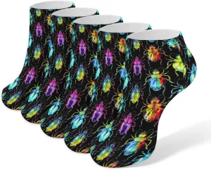 Beetles Glowing 5 Pairs Low Cut Ankle Socks for Men Women Athletic Running Socks No Show Breathable