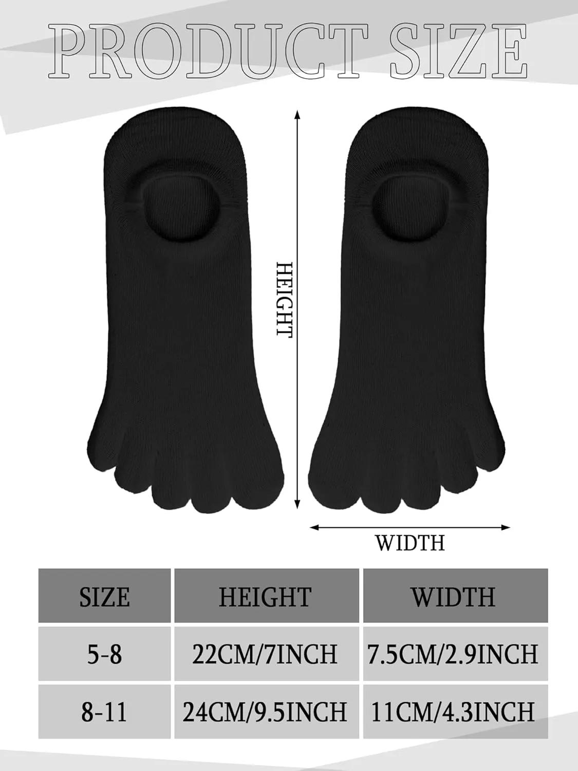 Bencailor 6 Pairs Women Toe Socks Cotton No Show Low Cut Socks with Toes for Men