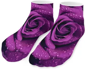 Big Valentine Rose Purple Cute Ankle Socks 1 Pairs Low Cut No Show Sock Breathable Stocking for Men Women