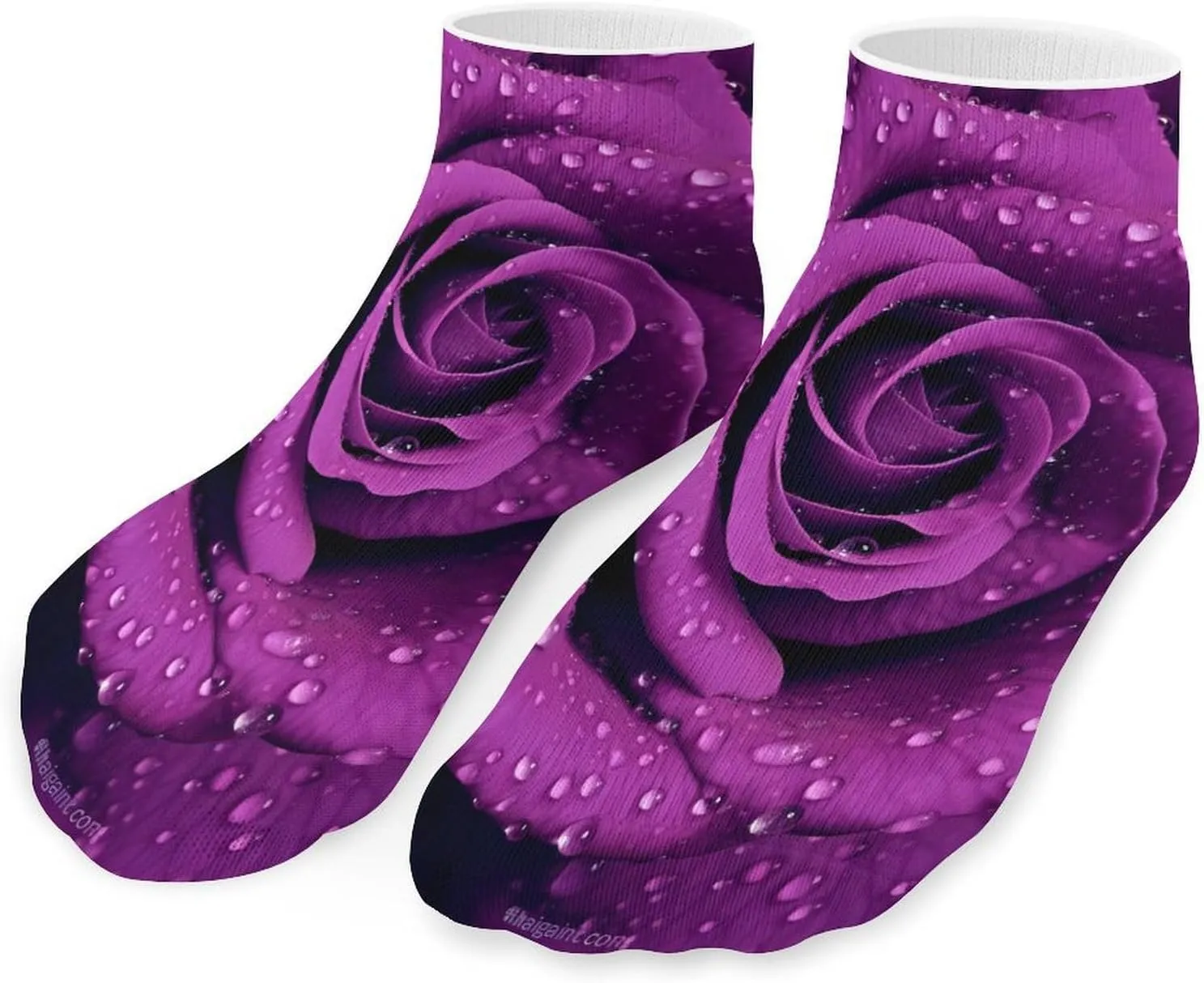 Big Valentine Rose Purple Cute Ankle Socks 1 Pairs Low Cut No Show Sock Breathable Stocking for Men Women