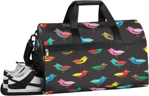 Birds Sports Gym Bag with Wet Pocket & Shoes Compartment Waterproof Workout Duffel Bag for Women and Men Weekender Overnight Duffle Bag Travel Carry-on Tote