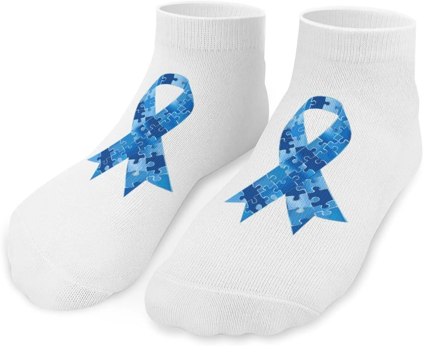 Blue Awareness Ribbon Cute Ankle Socks 1 Pairs Low Cut No Show Sock Breathable Stocking for Men Women