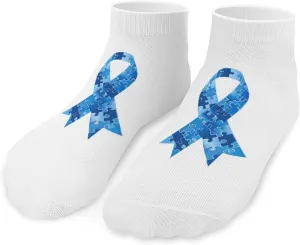 Blue Awareness Ribbon Cute Ankle Socks 1 Pairs Low Cut No Show Sock Breathable Stocking for Men Women