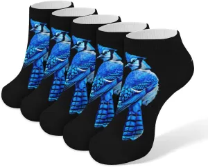 Blue Jay Bird 5 Pairs Low Cut Ankle Socks for Men Women Athletic Running Socks No Show Breathable