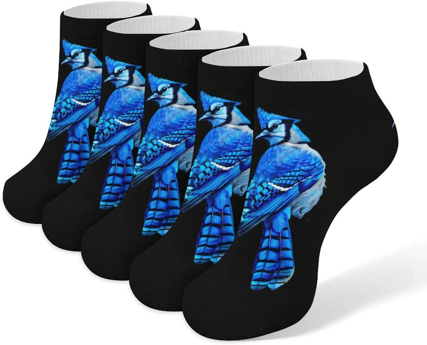 Blue Jay Bird 5 Pairs Low Cut Ankle Socks for Men Women Athletic Running Socks No Show Breathable