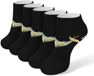 Blue Whale Ocean 5 Pairs Low Cut Ankle Socks for Men Women Athletic Running Socks No Show Breathable