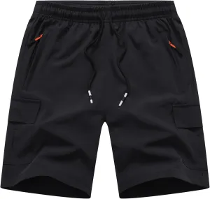 Boys Cargo Shorts Youth Quick Dry Lightweight Pull-On Hiking Shorts for Sports Outdoor with Zipper Pockets