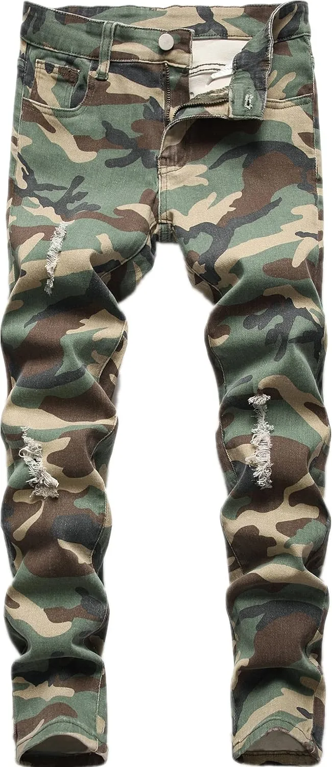 Boy's Skinny Fit Ripped Distressed Stretch Fashion Denim Jeans Pants