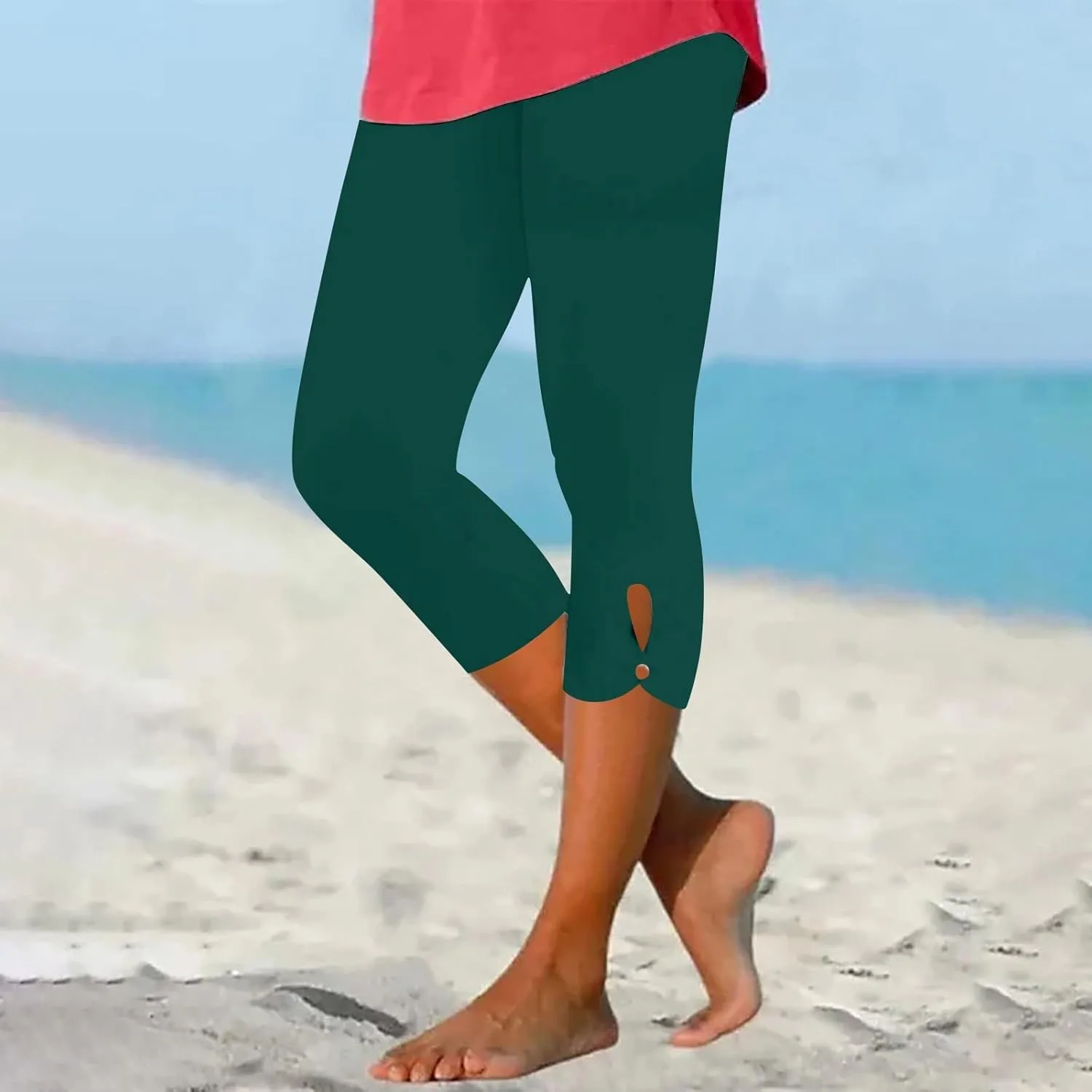 Capri Leggings for Women 2024 Length Capri Leggings 2024 Summer Cropped Pants Casual Solid Comfy Capris 2024 Summer
