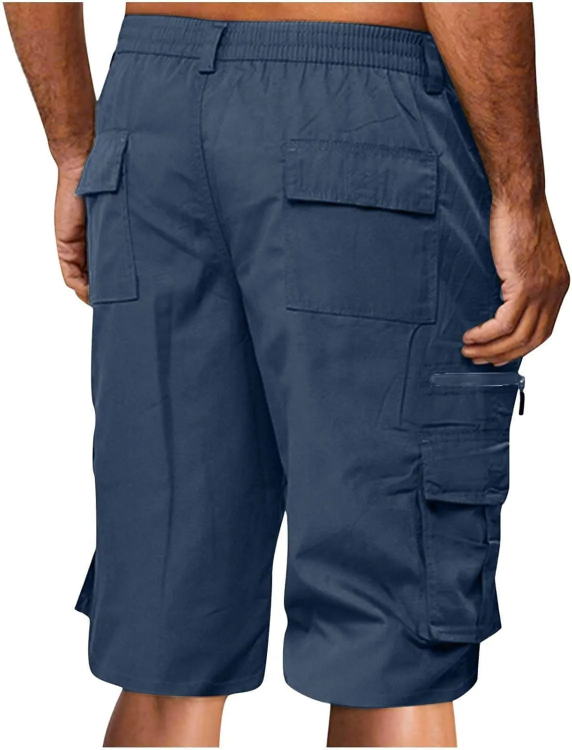 Cargo Shorts for Men Relaxed Fit Elastic Waist Bermuda Shorts Lightweight Multi-Pockets Casual Cargo Shorts