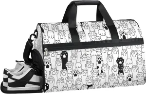 Cat Paw Prints Sports Gym Bag with Wet Pocket & Shoes Compartment Waterproof Workout Duffel Bag for Women and Men Weekender Overnight Duffle Bag Travel Carry-on Tote