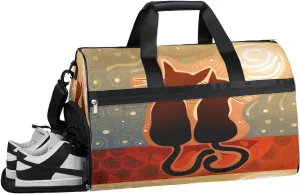 Cats Starry Night Sports Gym Bag for Women and Men Travel Duffel Bag Overnight Shoulder Bag Waterproof Workout Bag Portable Sports Tote with Shoes Compartment