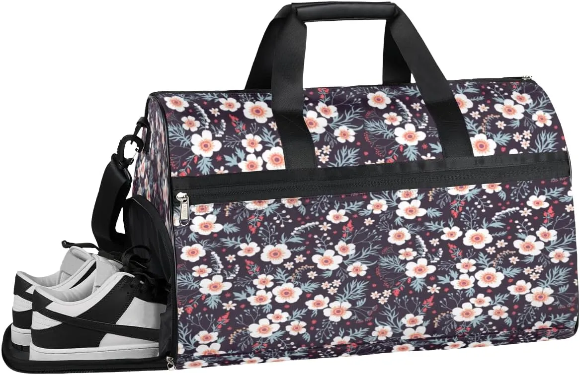 Cherry Blossoms Sports Gym Bag with Wet Pocket & Shoes Compartment Waterproof Workout Duffel Bag for Women and Men Weekender Overnight Duffle Bag Travel Carry-on Tote