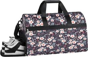 Cherry Blossoms Sports Gym Bag with Wet Pocket & Shoes Compartment Waterproof Workout Duffel Bag for Women and Men Weekender Overnight Duffle Bag Travel Carry-on Tote