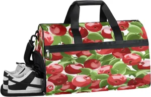 Cherry Fruit Red Sports Gym Bag for Women and Men Travel Duffel Bag Overnight Shoulder Bag Waterproof Workout Bag Portable Sports Tote with Shoes Compartment
