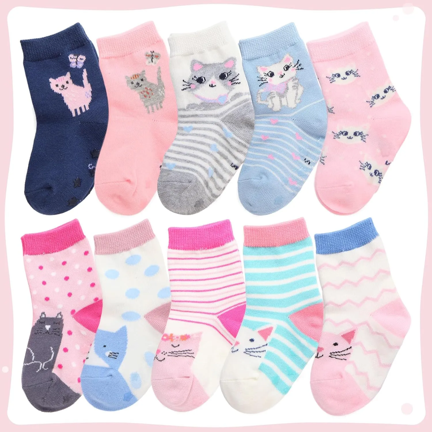 CHUNG Toddler Little Girls Crew Socks Cotton Colorful Sports Casual Daily Fun Cute Animal Pupil Students School Back